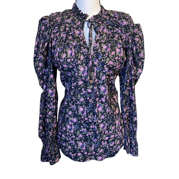 FREE People Blouse Meant To Be Poet Sleeve Size Small Romantic Floral Bo… - Picture 1 of 9